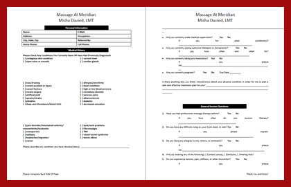 Massage Forms
